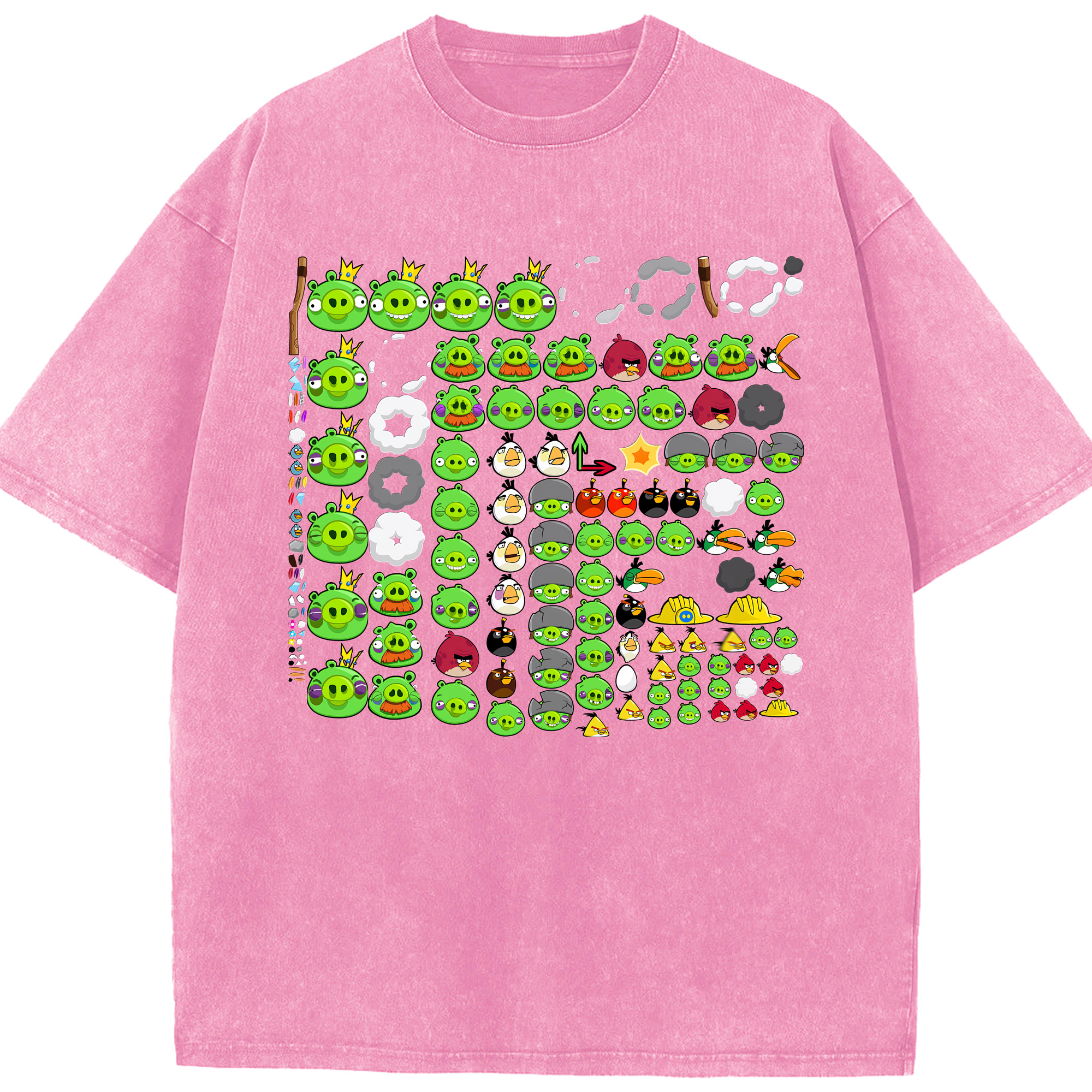 （画像用） Angry Birds アングリーバード 綿100% ヴィンテージ風 半袖Tシャツ（フロントプリント）